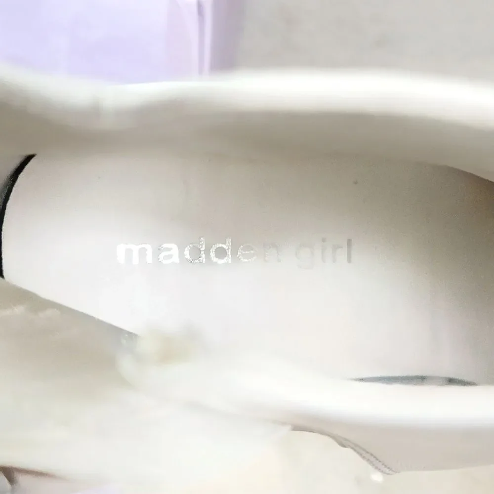 Madden Girl Women's Kourtt Mid-Calf Faux Leather Platform Boots White Pari NIB
